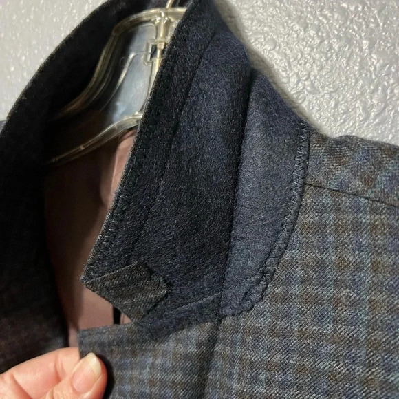 Brooks Brothers Blazer Mens 44R Regent Fit Reda Wool Blue/Gray/Brown Plaid EUC - Picture 12 of 13